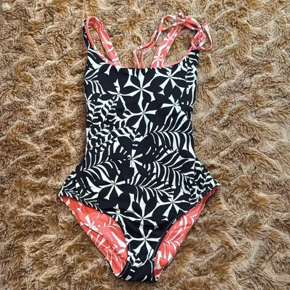Two in One Tropical Women’s Swimwear in Coral and Black size S - Picture 7 of 10